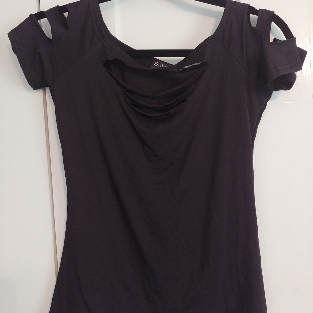 Suimiki cut-out short sleeve top